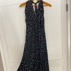 Vintage Silk Tafetta Floor Length Halter Dress - Circa 1940s